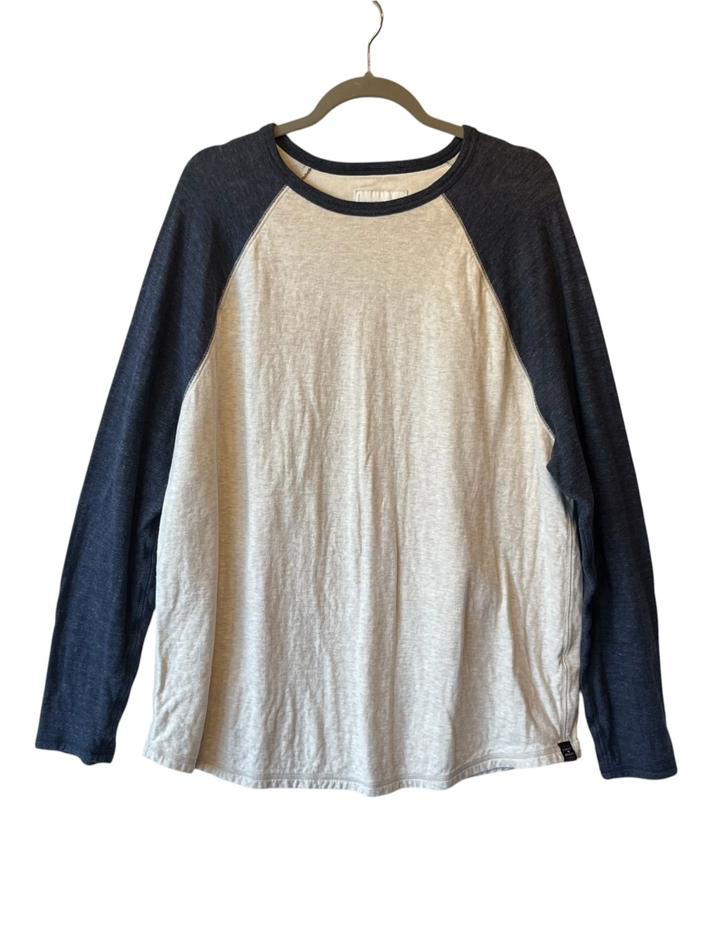 Lucky Brand Raglan tee shirt XXL Blue Cream Long sleeves 100% Cotton Mens